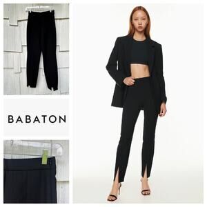 NWT Aritzia Babaton Cassatt Pant High Rise‎ Slim Leg Front Slit Black Size 2